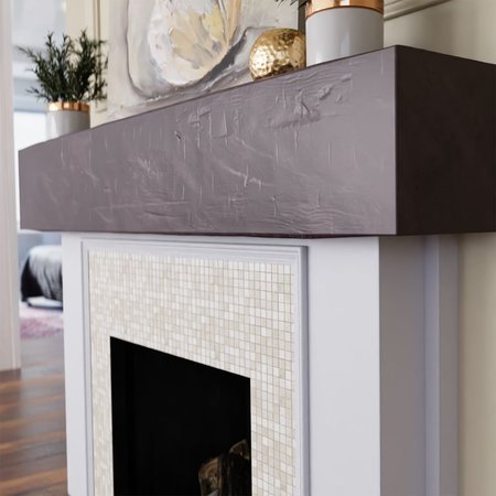Ekena Millwork Hand Hewn Faux Wood Fireplace Mantel, Aged Rosewood, 4"H x 4"D x 60"W MANUHH04X04X60AR
